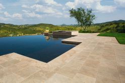 pool deck installed with kalahari travertine natural stone