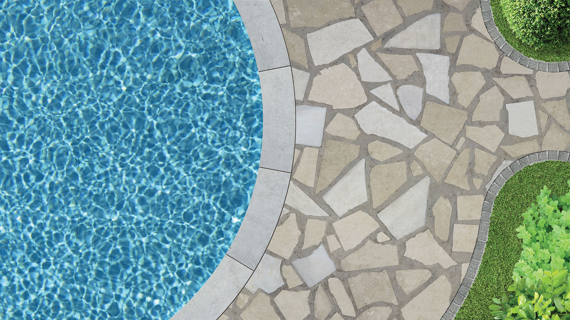 pool with platinum and regent buff mosaic patio slab pool deck