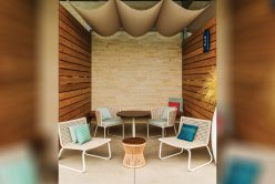 Camilla Neo Ledge: Split thin veneer installed on a outdoor entertainment area wall