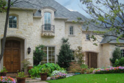 Camilla Recs natural stone thin veneer installed on exterior of home.