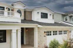 Tundra Cream Rubble natural stone thin veneer installed on exterior of custom home.