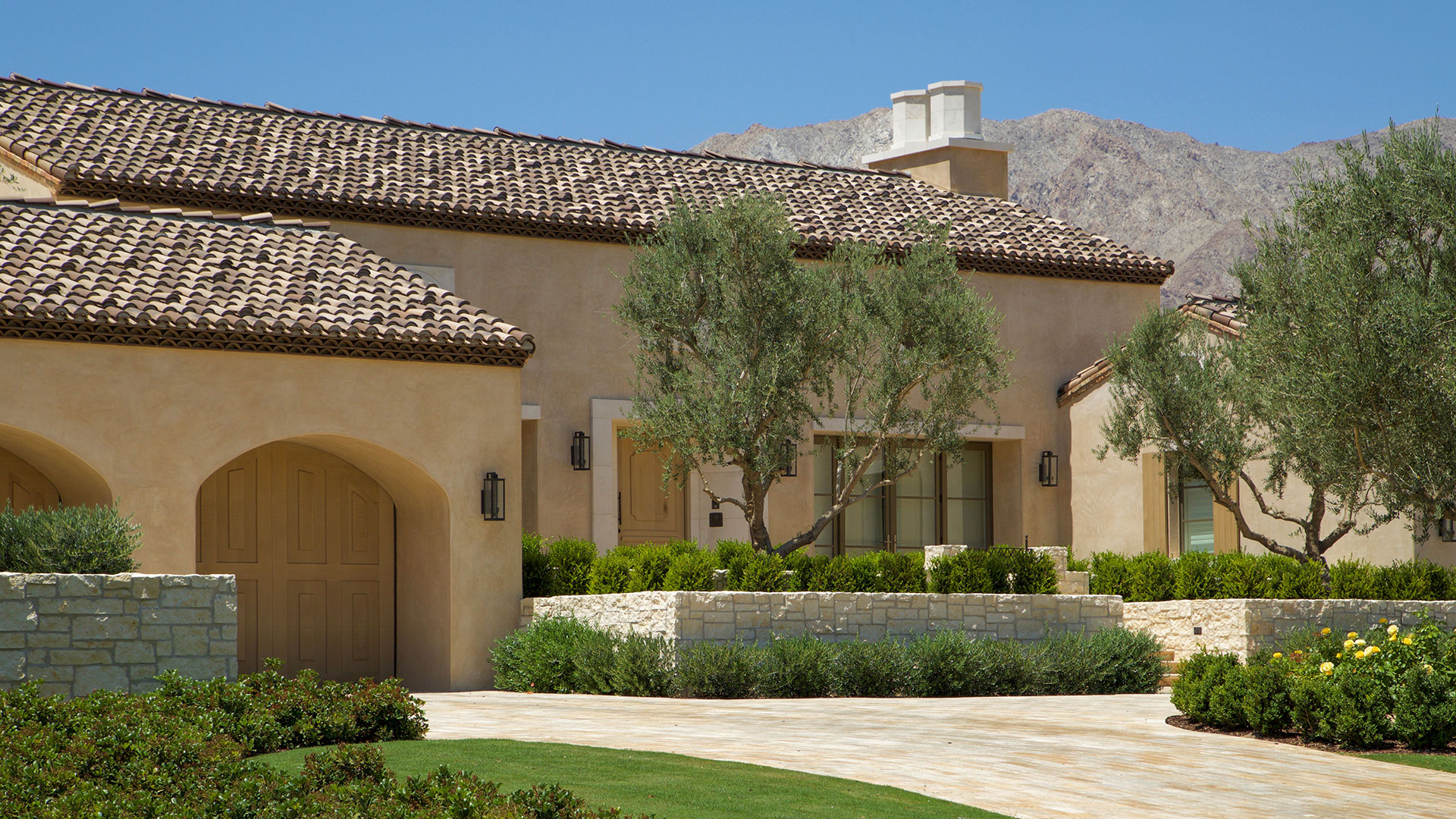 home with cream traditional retaining walls
