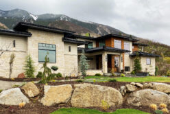 Nadia Neo Ledge: Split natural stone thin veneer installed on exterior of custom home.
