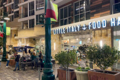 Montgomery Gold Traditional natural stone thin veneer installed on exterior wall of commercial business.